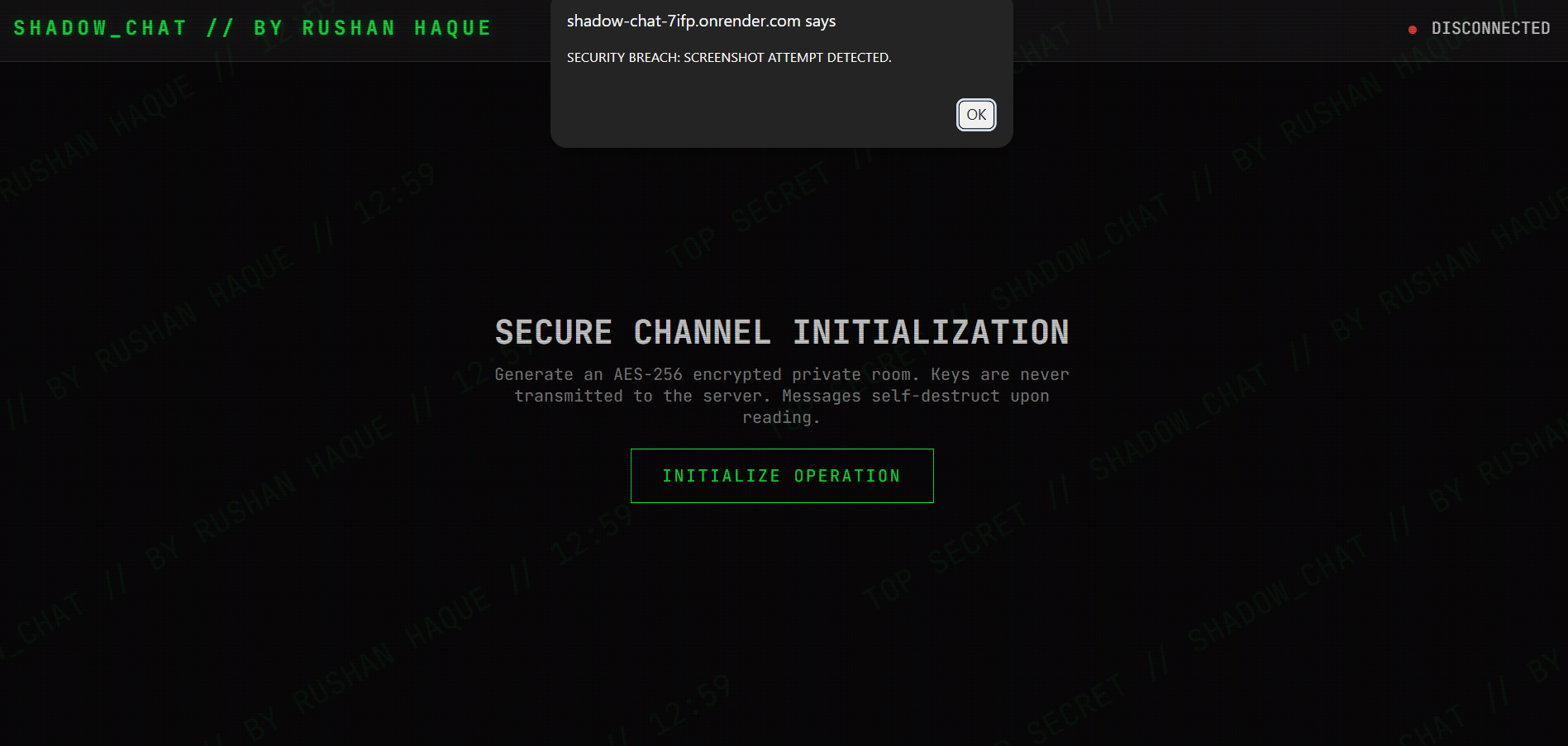 ShadowChat website preview